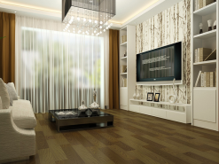 Simli trải sàn màu vân gỗ lót nền phòng khách sang trọng