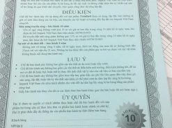 Phiếu bảo hành 10 - 15 năm